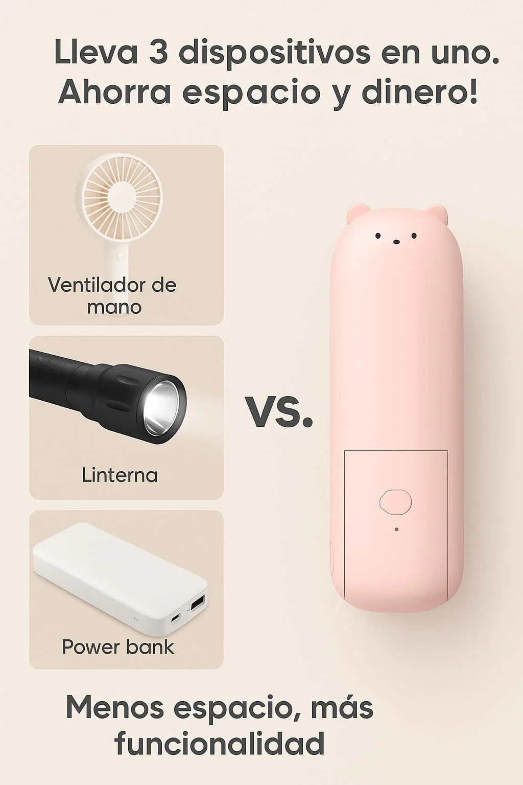 4 en 1 Banco de energía + Ventilador + Linterna + Soporte de Celular - Image 5
