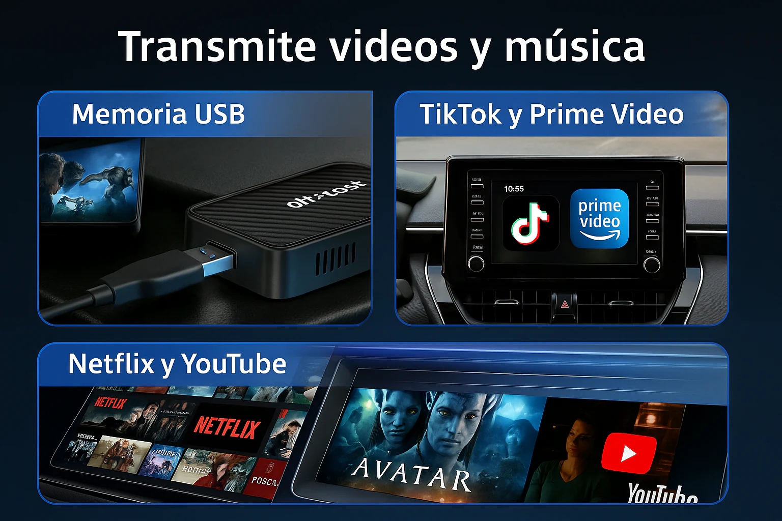 Dispositivo para coche Auto inalámbrica Play2Video Pro YouTube Netflix Prime Video mejorada 2025 - Image 7