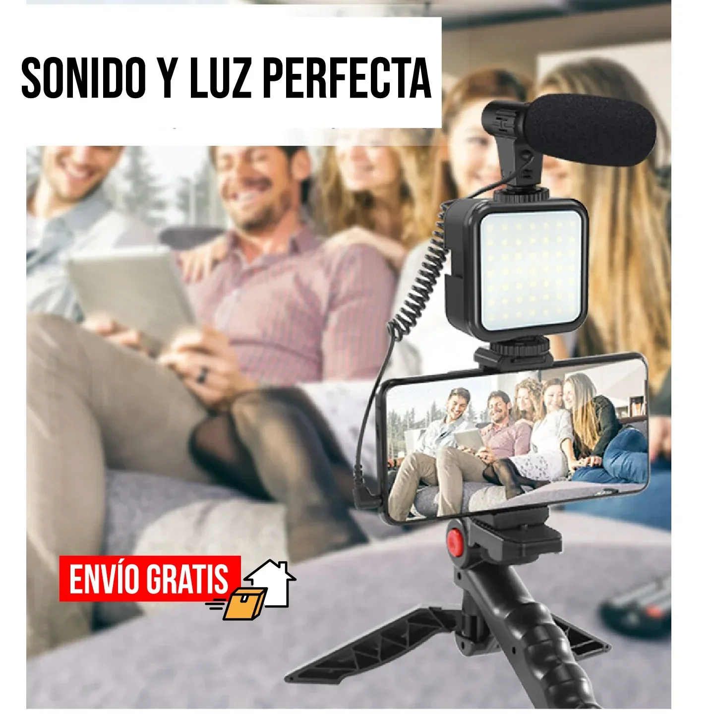 "Kit de Creación de Contenido Profesional: Micrófono, Luz LED y Estabilizador Todo en Uno" - Image 3