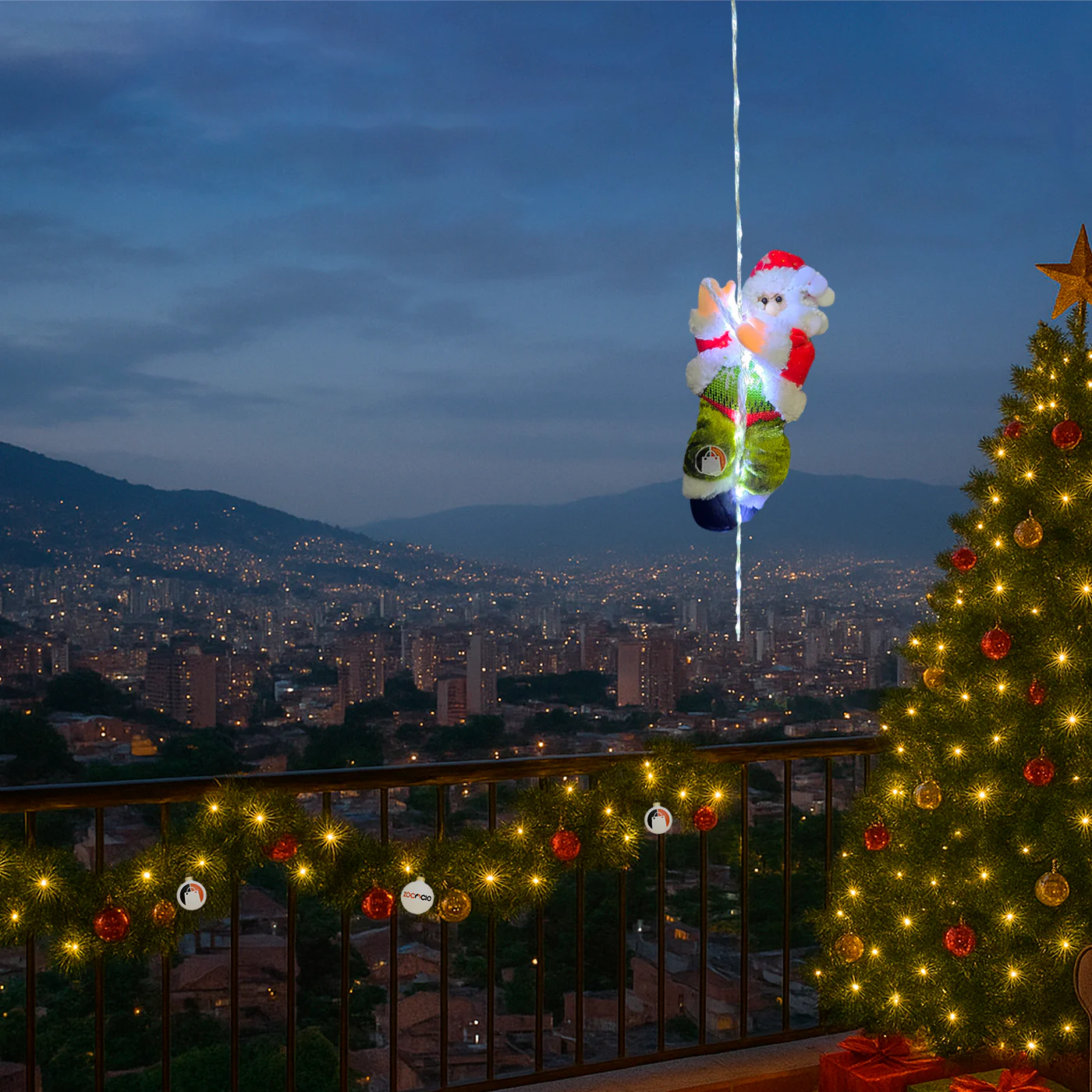 PAPA NOEL ESCALADOR CON CUERDA LED (2 x1) Tres tipos de luz (Blanca, Cálido o multicolor) - Image 8